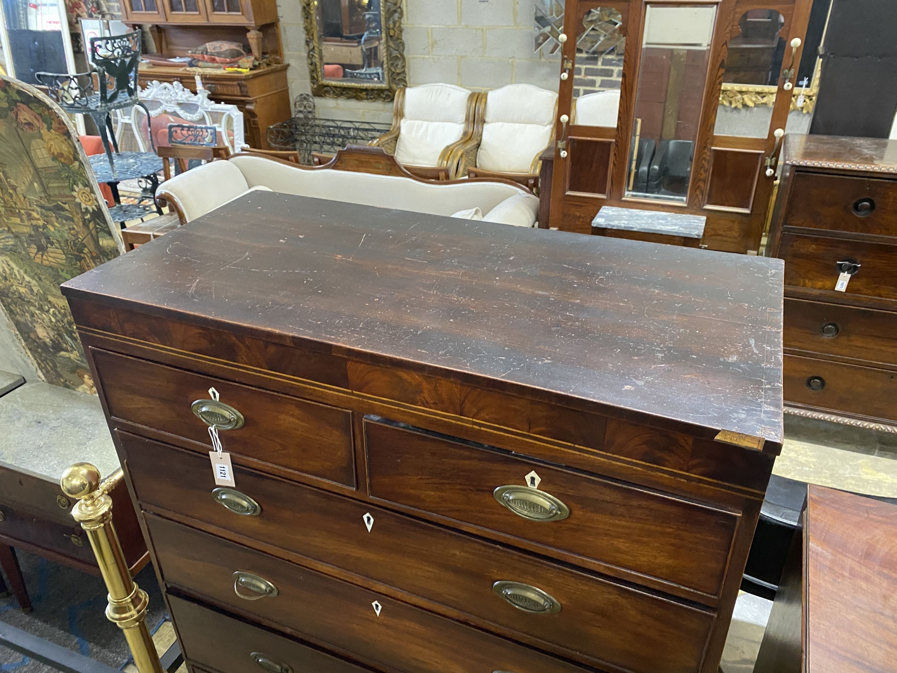 A George IV mahogany tall chest, width 107cm, depth 52cm, height 145cm